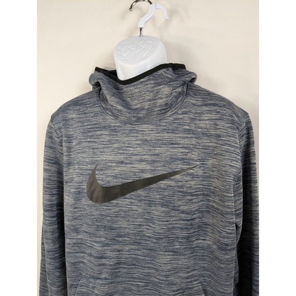 Nike Spotlight Hoodie Sweatshirt Swoosh Mens L Dri-Fit Heathered Navy Blue A069 - Picture 8 of 9